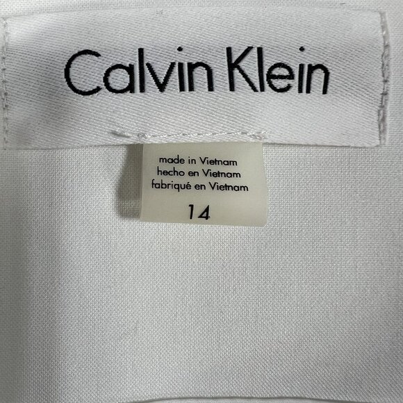 Calvin Klein NEW Women 14 White Collarless Zip Front Long Blazer Jacket Timeless - Picture 10 of 16